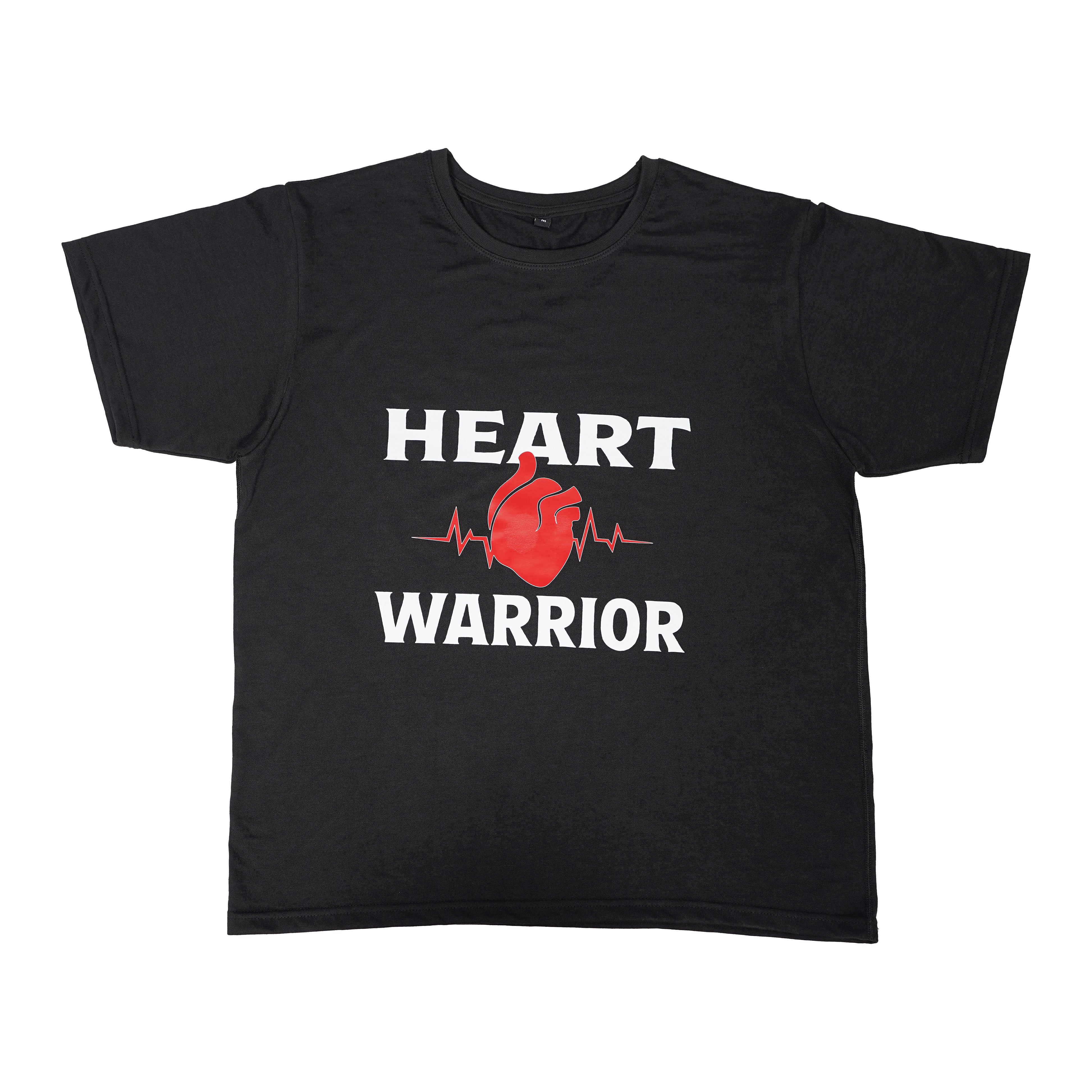 Men’s Heart Warrior shirt with bold logo, breathable cotton interlock fabric, durable stitching, and athletic casual style.
